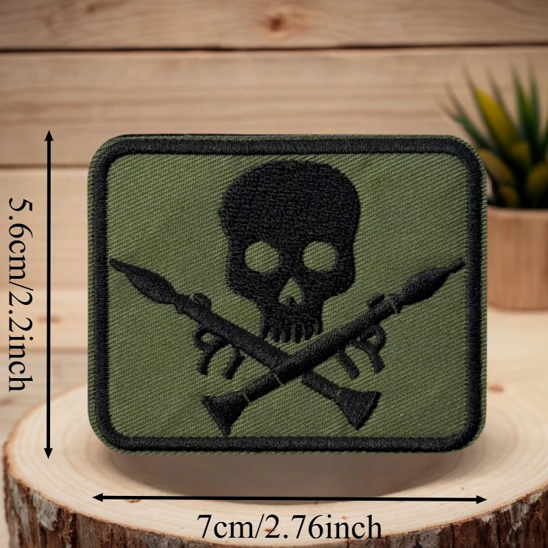 Parche bordado de lanzadores de granada de calavera, chaleco táctico, insignia de gancho y bucle, pegatina decorativa para mochila, parches para brazalete para ropa - imagen 3