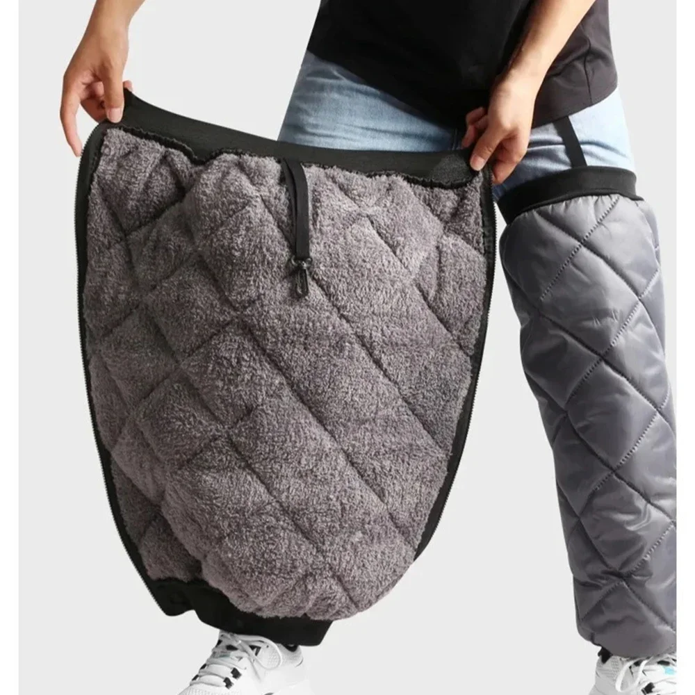 1 par de mangas cálidas para piernas de invierno, rodilleras para motocicleta, cubierta impermeable para piernas a prueba de viento, calentador para deportes al aire libre, ciclismo, esquí - imagen 3