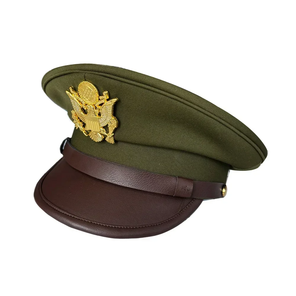 WW2 WW2 sombrero de EE. UU. gorra grande verde Vintage americano Segunda Guerra Mundial Metal Badat oficial sombreros de piloto - imagen 2