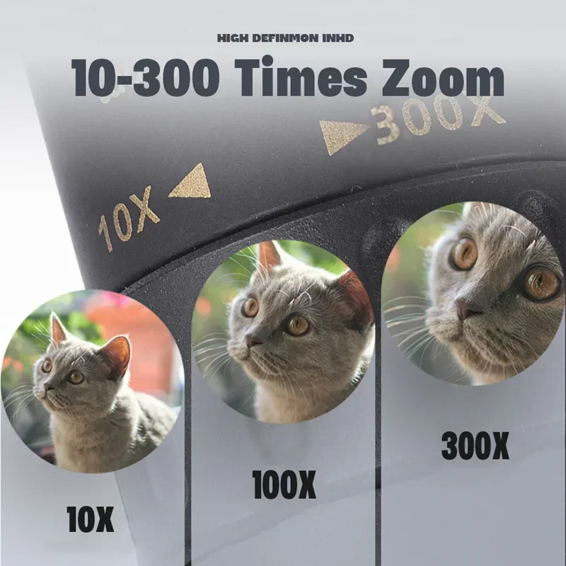 Binoculares potentes con Zoom 10-300X, telescopio Monocular profesional de largo alcance, BAK4-Prisms HD de alta calidad, portátiles para acampar - imagen 4