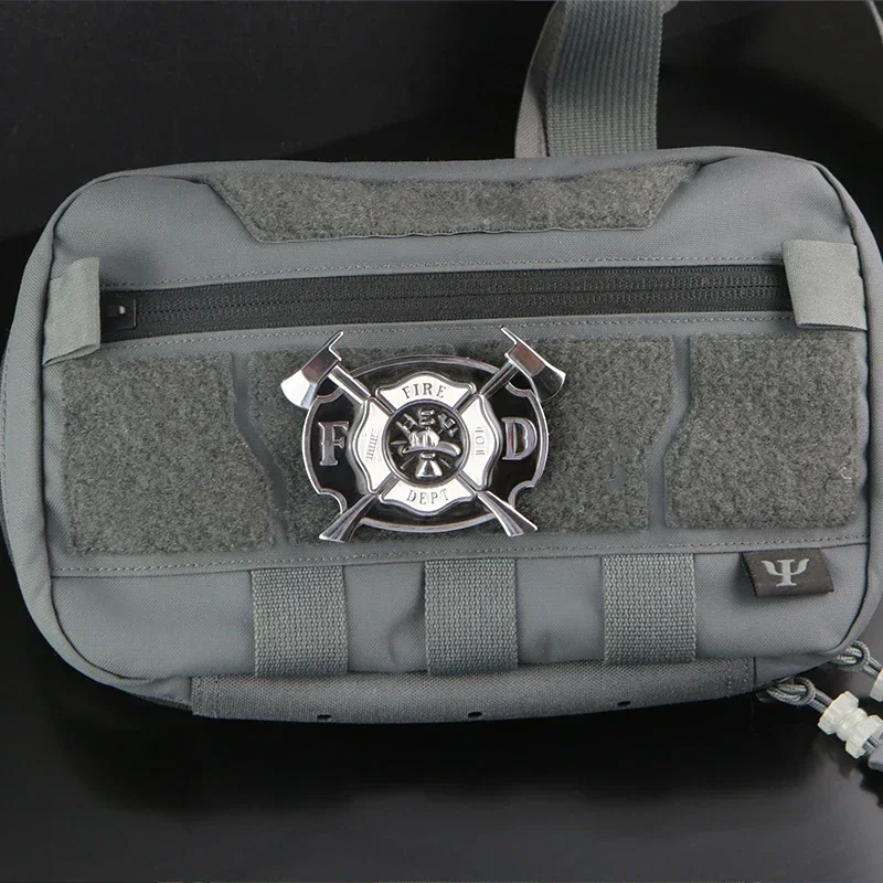FD bombero Metal moral emblema FIRE DEPT 3D gancho y bucle parches mochila táctica pegatina decorativa - imagen 4