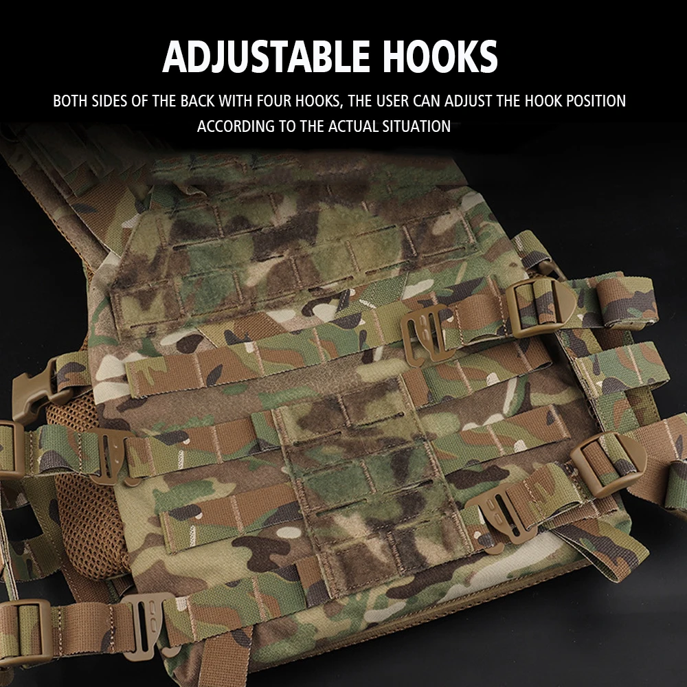 Chaleco táctico K19 Airsoft, chaleco MOLLE de caza con sistema deslizante de liberación rápida, Compatible con placa deflectora S/M/L, nailon 1000D - imagen 5