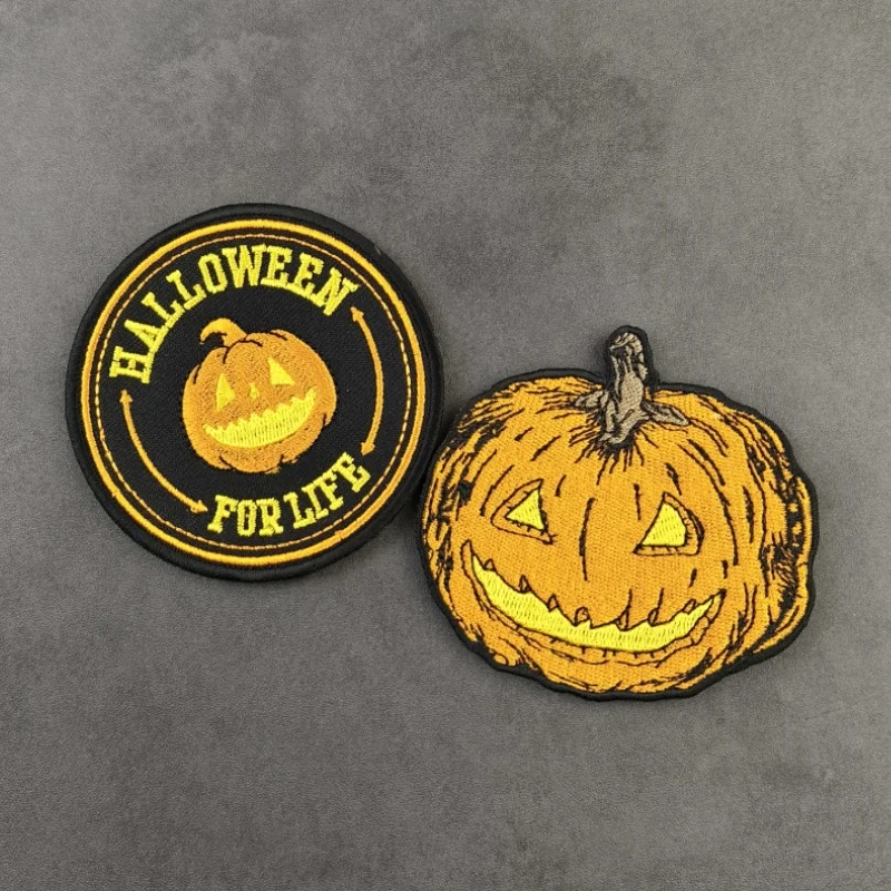Accesorios para bolsas al aire libre, insignias estampadas de Halloween, calaveras bordadas de noche de calabaza, decoración personalizada, parches de gancho para mochila - imagen 5