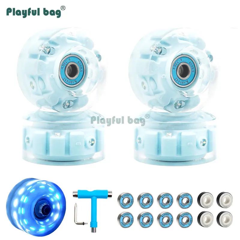 Ruedas de PU intermitentes de 58x32mm para patines de doble hilera 82A, accesorios universales para ruedas de seis Led, rodamientos 608RS AMB105 - imagen 2