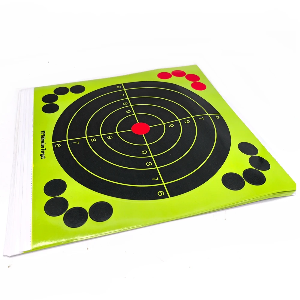 10 Uds. De objetivos autoadhesivos de 12 ", pegatinas adhesivas de papel para objetivos de tiro con efecto amarillo para práctica en interiores y exteriores - imagen 5