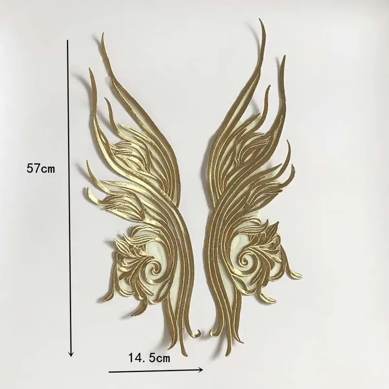 Aplique bordado flores hilo dorado – Encaje para vestido novia - imagen 4