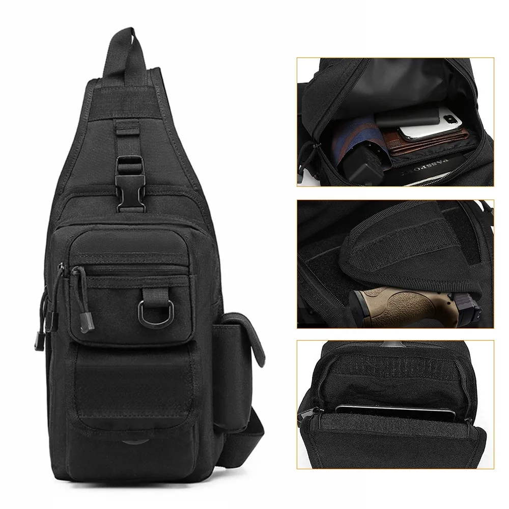 Bolsa de pistola táctica, bolsa de transporte para pistola, funda para pistola oculta, bolsa de transporte para pistola, bolsa de herramientas EDC para exteriores, mochila con eslinga ajustable - imagen 3