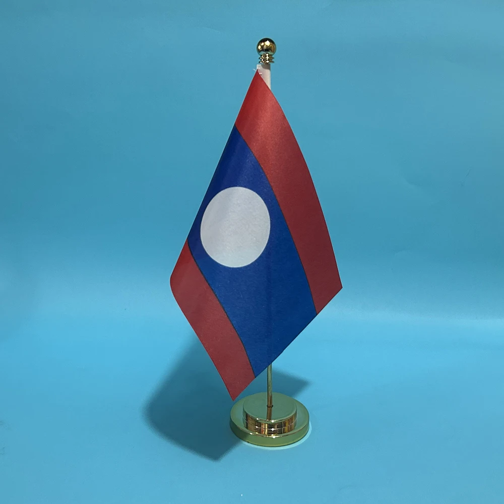 Bandera de escritorio de oficina SKY FLAG, bandera de Laos de 14x21cm, bandera de Laos de poliéster, bandera nacional, bandera de país, adornos de escritorio, banderas - imagen 3