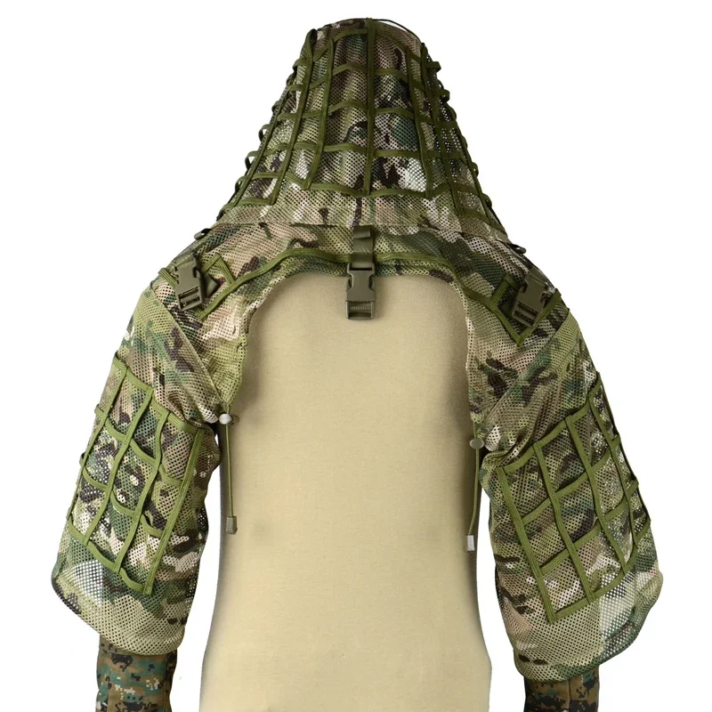 Traje de francotirador Ghillie de malla Airsoft, capucha de Viper, tiro táctico, traje Ghillie 3D, tela Ripstop de caza, abrigo transpirable, traje, equipo - imagen 2