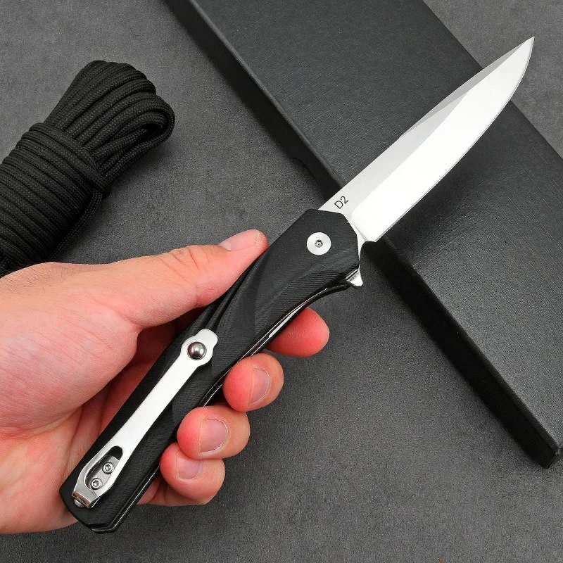 Cuchillo plegable de transporte de alta dureza, cuchillo de supervivencia en el campo, cuchillo de bolsillo portátil, cuchillo de bolsillo para exteriores con rodamiento, cuchillo G10 de apertura rápida - imagen 3