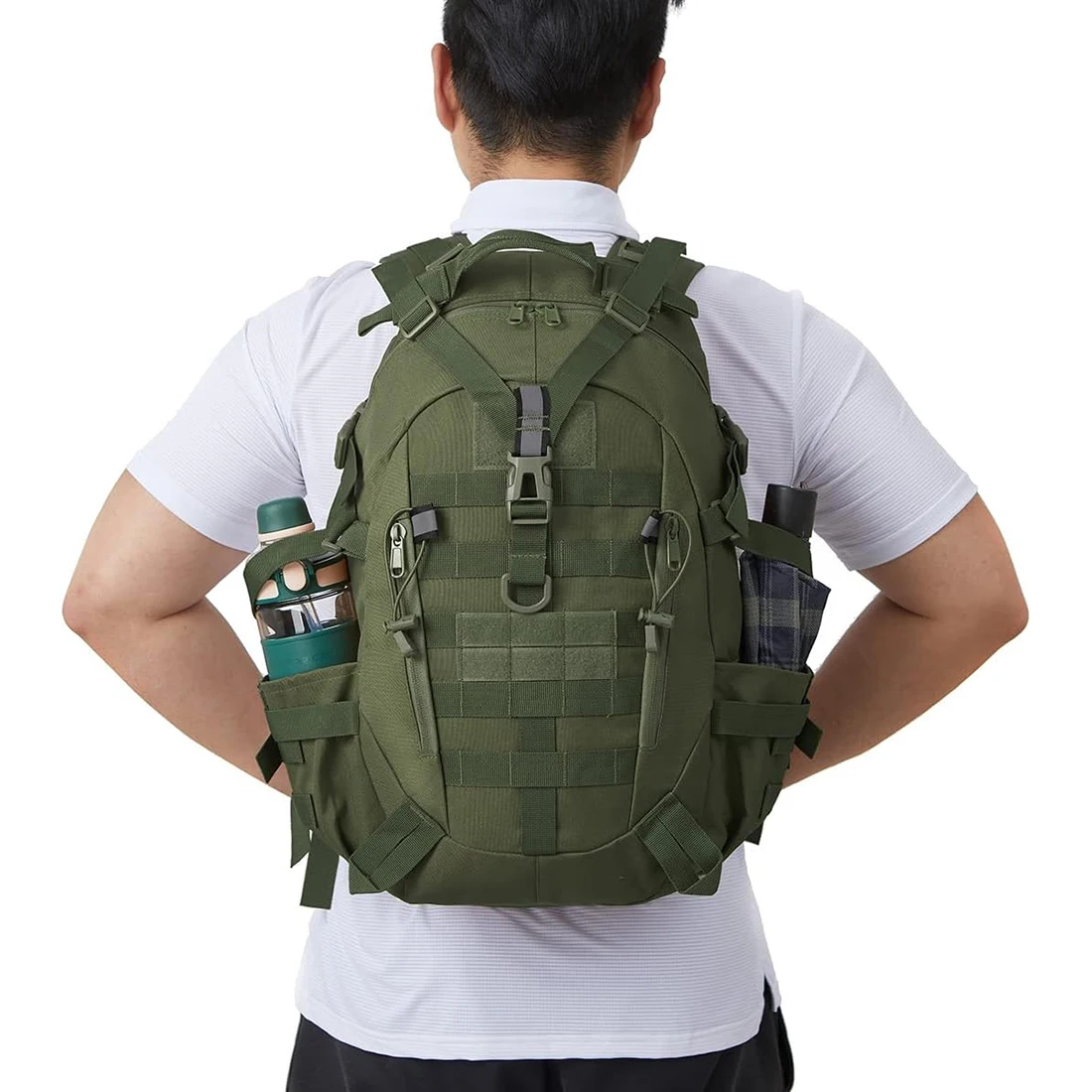 Mochila táctica de 40L para hombre, mochilas acampar y senderismo, bolsas viaje reflectantes exteriores, escalada Molle supervivencia - imagen 4