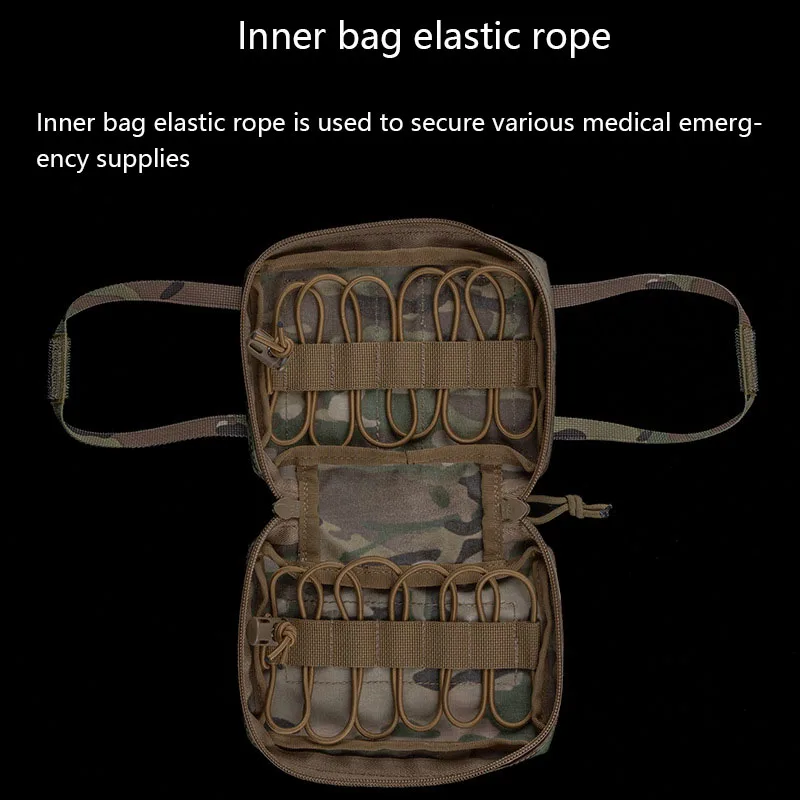 Bolsa de primeros auxilios de extracción horizontal, diseño dividido, se adapta al sistema MOLLE, ajuste elástico, uso rápido - imagen 4