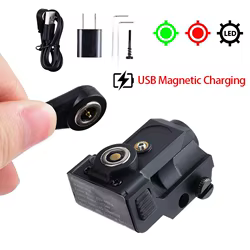 Linterna de carga magnética USB LG02, nuevo adaptador ajustable infrarrojo montado en la parte inferior, láser de carril de 20MM, láser rojo y verde portátil