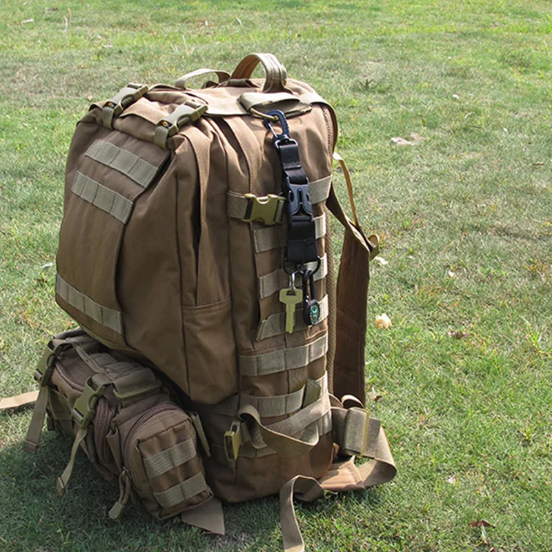 Gancho de mochila de correas de nailon táctico, mosquetón multifuncional, llavero en forma de D, hebilla colgante de liberación rápida de doble división - imagen 2