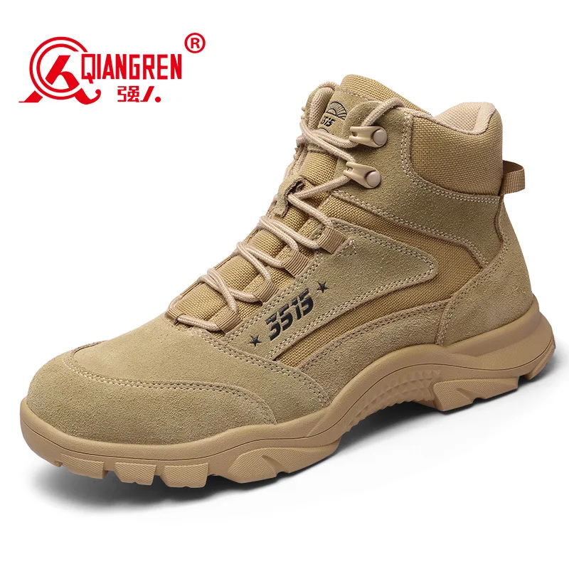 Zapatos de senderismo de cuero de vaca, botas tácticas de combate para el desierto, botas de caza impermeables para hombre, zapatos tobilleros, zapatillas de trekking al aire libre para hombre - imagen 3