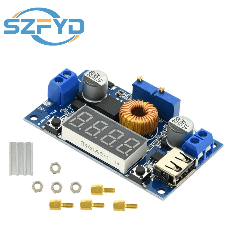 Módulo de reguladores de voltaje XL4015 75W DC-DC 5A Módulo Buck ajustable con pantalla de voltímetro