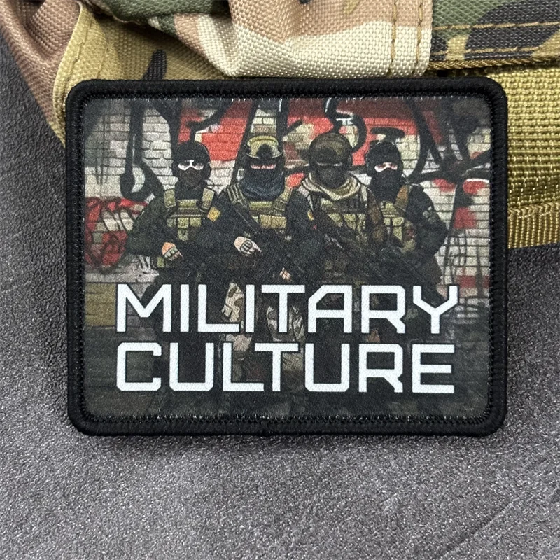 Parche táctico con estampado de "CULTURA MILITAR" para ropa, insignias de moral, parches militares con gancho, pegatinas para mochila - imagen 2