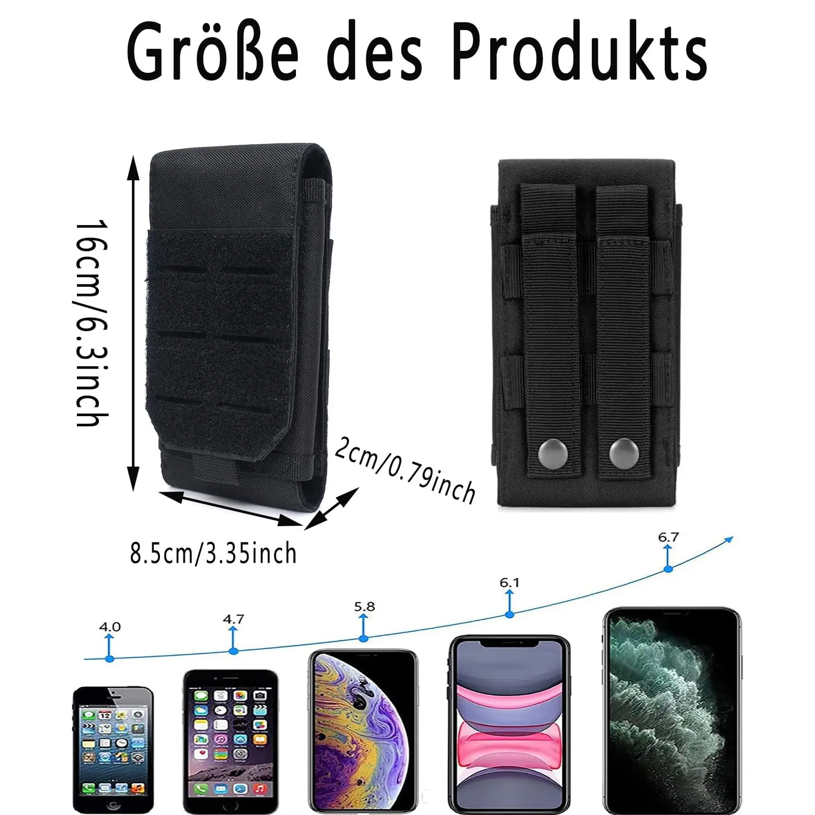 Funda Universal para cinturón, funda para teléfono móvil al aire libre, funda Molle de camuflaje militar negro para teléfono móvil, funda para cinturón - imagen 4