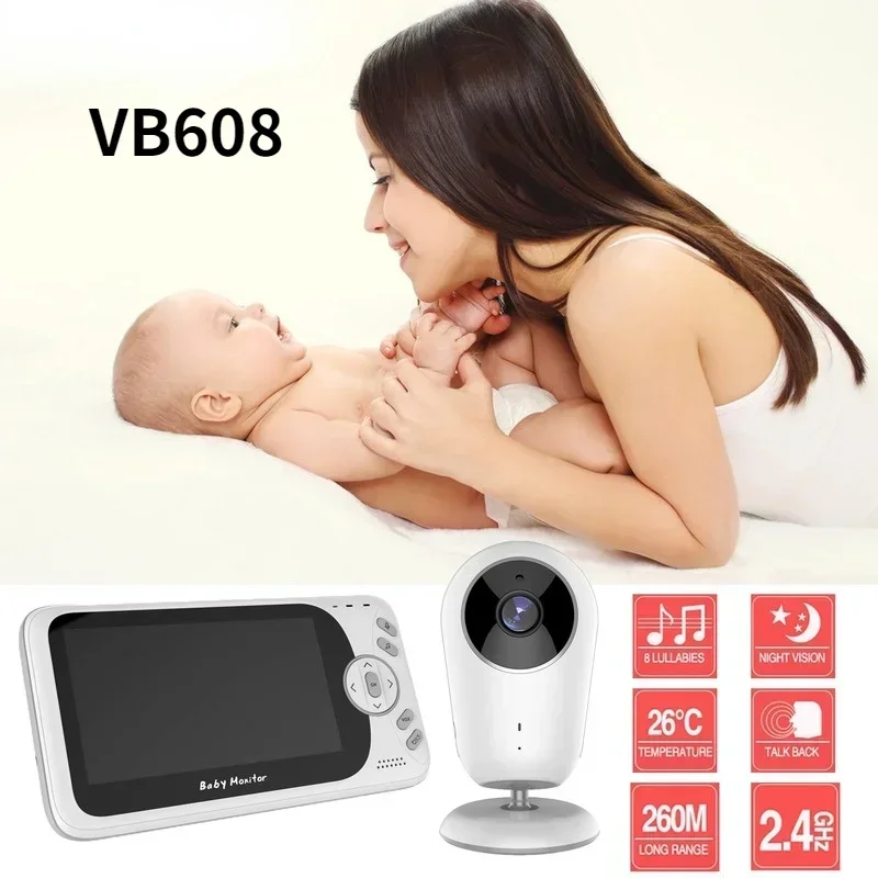Monitor de vídeo para bebé 2,4G inalámbrico con pantalla LCD de 4,3 pulgadas Audio bidireccional conversación visión nocturna vigilancia cámara de seguridad BabysitterVB608 - imagen 3