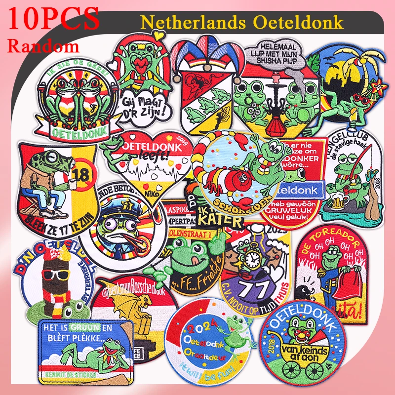 Parche bordado Oeteldonk de Países Bajos, mezcla aleatoria, parches de hierro para carnaval, pegatinas decorativas para Festival de ropa, insignias, 10 Uds. - imagen 5
