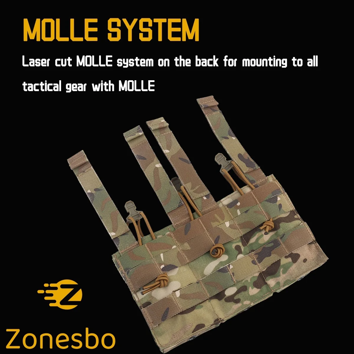 Bolsa táctica Triple Mag 5,56, correas elásticas superiores abiertas, soporte administrador Airsoft Magainzes, accesorios portadores de placa de chaleco MOLLE - imagen 3