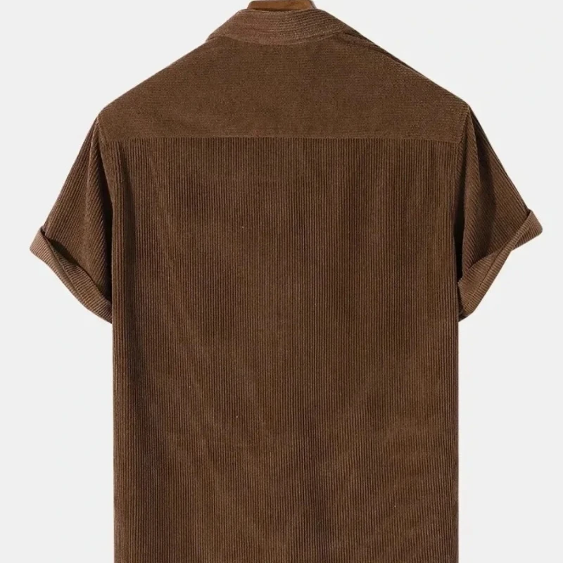 Camisa de pana hombre manga corta retro casual urbano holgada - imagen 3