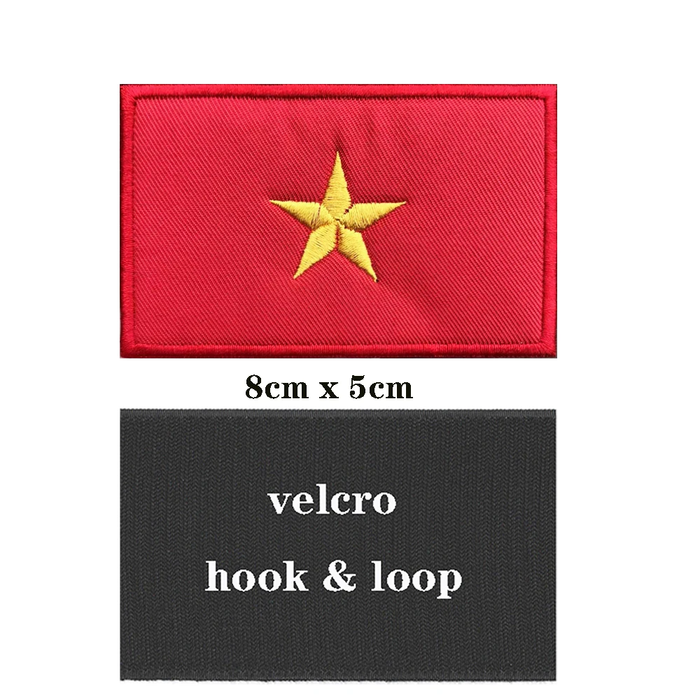 Parches bordados de la bandera vietnamita de Vietnam, banda para el brazo, gancho y lazo, insignia bordada para planchar, raya militar, 1 unidad - imagen 3