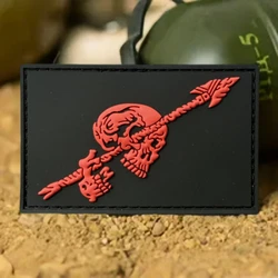 Parches de gancho y bucle de PVC con esqueleto y lanza para ropa, insignia de moral militar, pegatina decorativa para mochila táctica