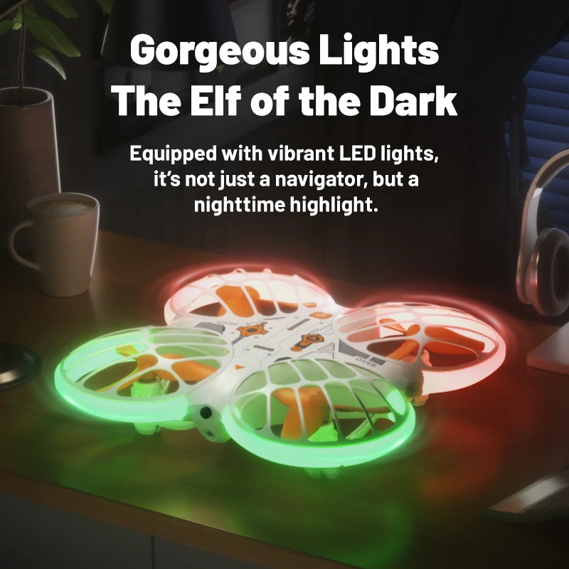 JJRC-Dron radiante de neón H122, dispositivo de despegue y aterrizaje con un clic, función de evitación de obstáculos rodante de 360 °, cámara de vídeo aérea - imagen 3