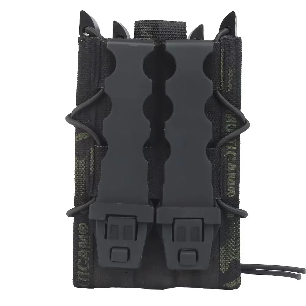 Bolsa táctica doble para revista de 5,56 + 9MM, bolsa individual para caza, Rifle, Pitol, Molle, funda para revista, bolsa para AK AR M4 AR15 - imagen 3
