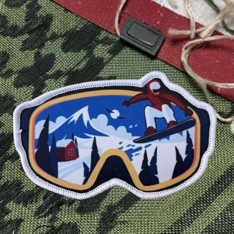 Parche de impresión "gafas de esquí", chaleco táctico, insignia de moral con gancho y bucle, pegatinas decorativas para mochila, parches para brazalete para ropa - imagen 5