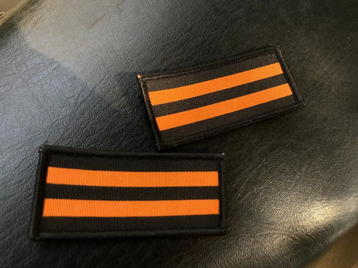 Parches bordados de Rusia, parche bordado de Corea del ejército ruso, insignia de moral de fan, raya naranja y negra, insignia de George - imagen 5