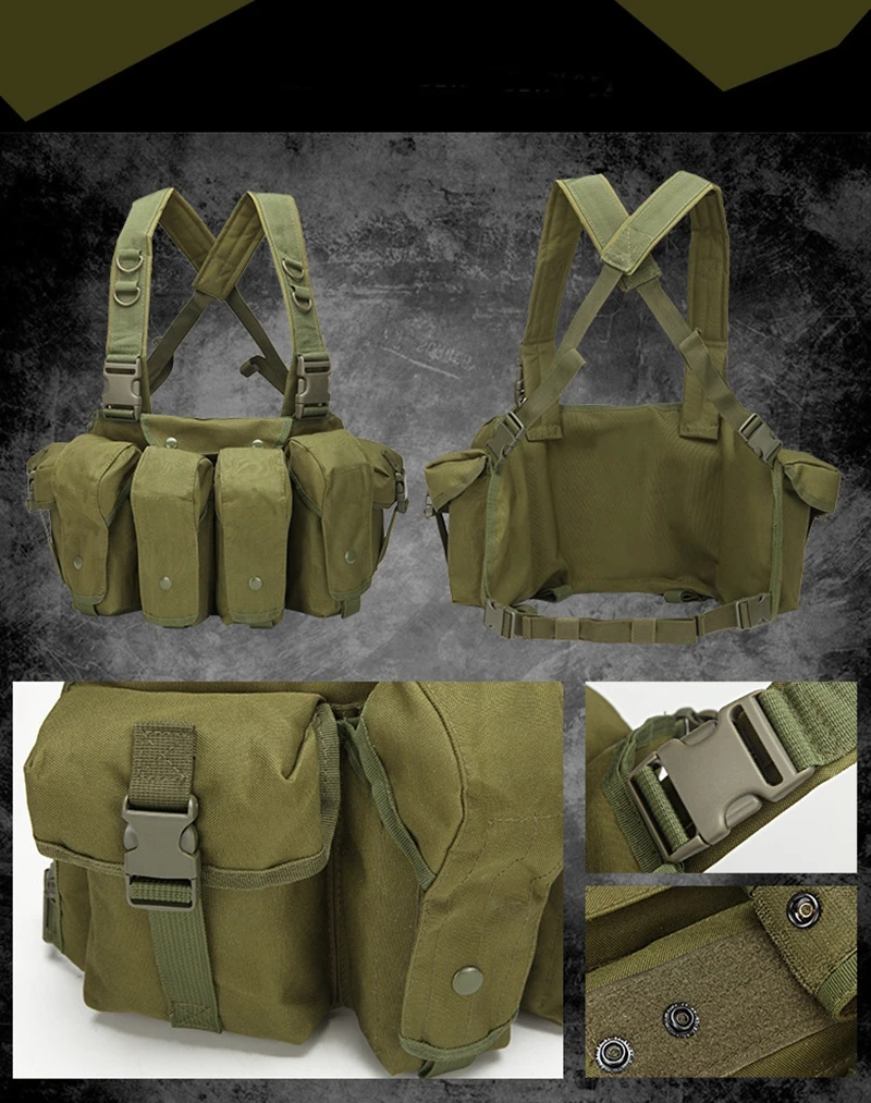 Chaleco táctico MOLLE para exteriores, caza y transporte de cargadores
