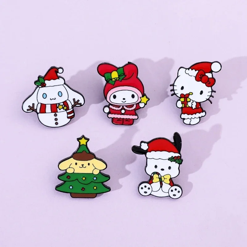 Insignia de Metal de Trio de dibujos animados, accesorios de aceite de goteo de aleación de Jade, Guigou KT, ropa de bricolaje, melodía de colección navideña - imagen 5