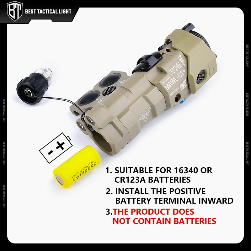 MAWL-C1 táctico de nailon Airsoft + láser rojo, punto IR verde y azul, luz de relleno IR, luz estroboscópica blanca, lámpara de explorador para arma de caza - imagen 3