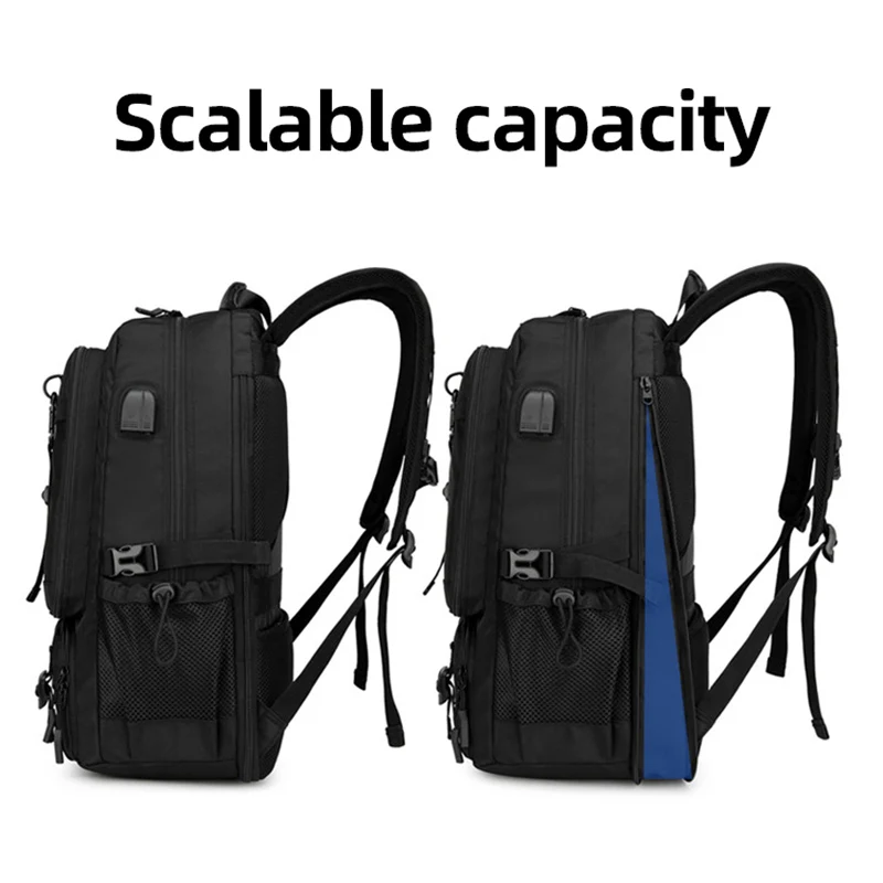 Bolsa de gimnasio para hombre, bolsas deportivas USB expandibles con paquete de zapatos para acampar al aire libre, senderismo, mochila grande para ordenador portátil - imagen 5
