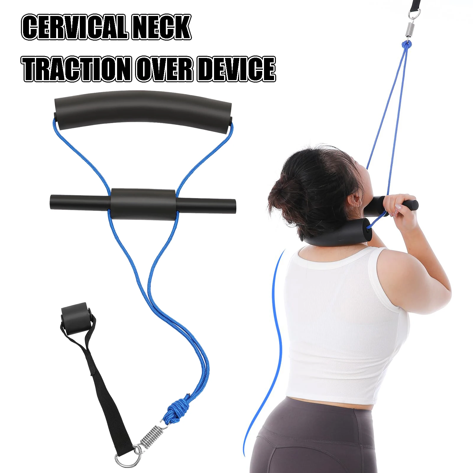 Dispositivo portátil de tracción de cuello Cervical sobre la puerta para aliviar el dolor de cuello, descompresión espinal, camilla de cuello, correa Cervical para uso doméstico