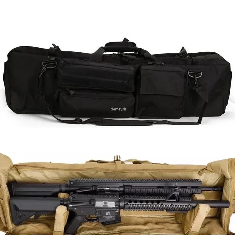 Bolsa táctica para pistola doble, bolso de hombro para transporte de Rifle de caza al aire libre, bolsas para pistola de Paintball Airsoft para M249 M4A1 M16 AR15 - imagen 4