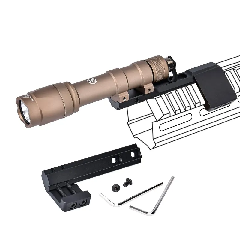 Luz de exploración táctica Surefir M300, carril lateral M600, linterna adaptativa, montaje en desplazamiento, Base, Arma de foco, 20mm, riel Picatinny - imagen 5