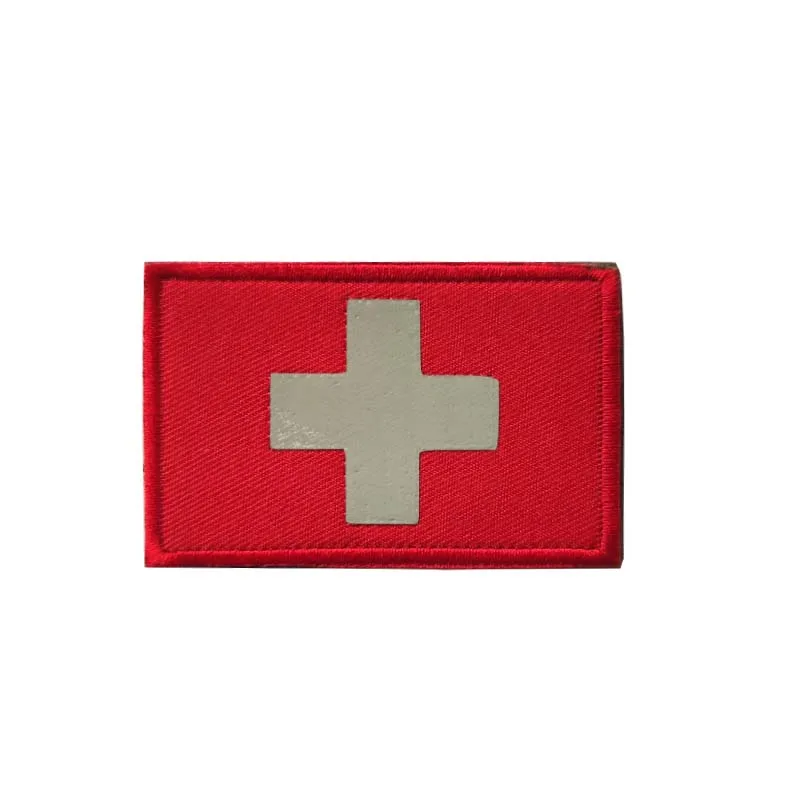 Gancho y bucle de parche de moral cruzada médica reflectante, insignia bordada con emblema, táctica militar de rescate médico de primeros auxilios en la mochila - imagen 4