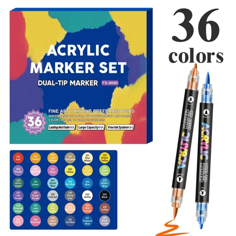 Rotuladores brillo doble punta, bolígrafos acuarela con pincel suave para niños, dibujo artístico, diseño Flexible, - imagen 3