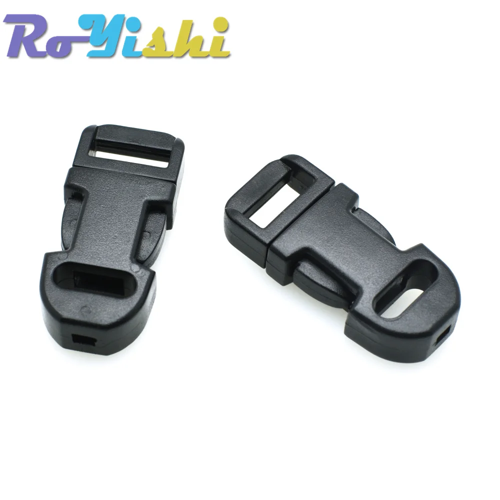 Hebilla de Liberación lateral de 3/8 pulgadas, pulsera de plástico Paracord, cordón Lariat, cámara, cuello, piezas de correa de teléfono, 10 unids/lote por paquete - imagen 5