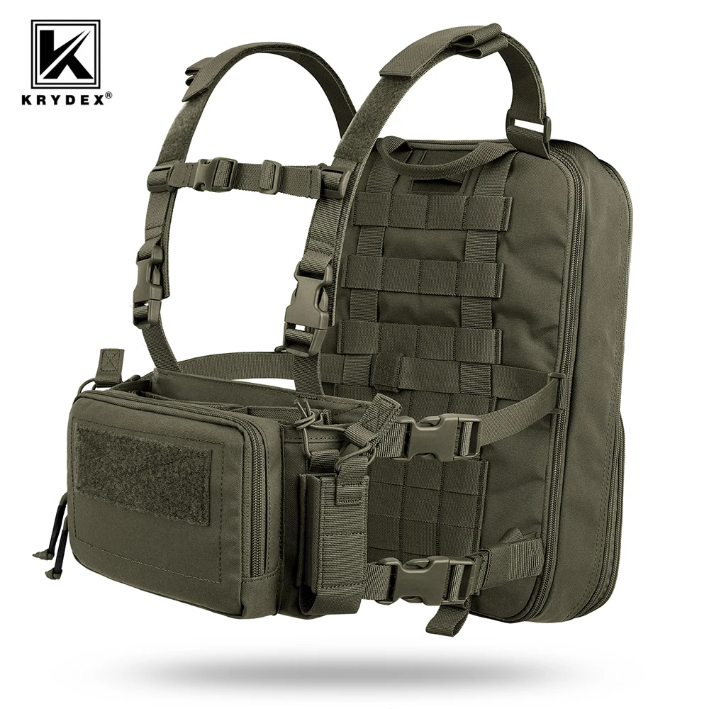 KRYDEX-bolsa táctica D3CRM para el pecho, Micro chaleco Mag con 23L D3 Flatpack, mochila, accesorios para Airsoft al aire libre, Ranger Green