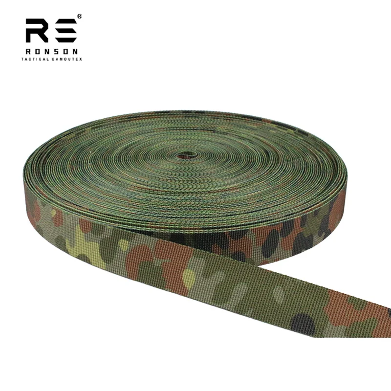 Cinta de correas de 5 metros y 10 metros, mochila táctica Molle, cinturón, correa para el hombro, bricolaje, Flecktarn, punto alemán/manchas de nieve, camuflaje - imagen 5
