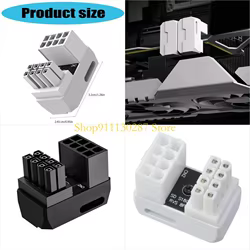 J1HC 8pin Adaptador alimentación GPU 180 grados Conector angulado Aluminio para tarjeta gráfica