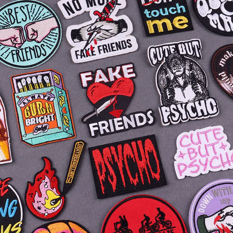 5 unids/lote parche bordado palabras parches para ropa DIY lema rayas planchar en parches en la ropa insignias divertidas en la mochila