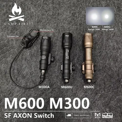 Linterna táctica Surefir M300A M600C con interruptor de presión remota de doble función AXON compatible con luz Airsoft de caza con riel de 20mm