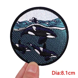 Parche moral bordado Van Gogh Gran Ola ballena termoadhesivo