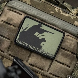 Parche táctico de moral del tiempo de caza, brazalete del ejército militar, parches de gancho y bucle impresos para ropa, pegatina para mochila