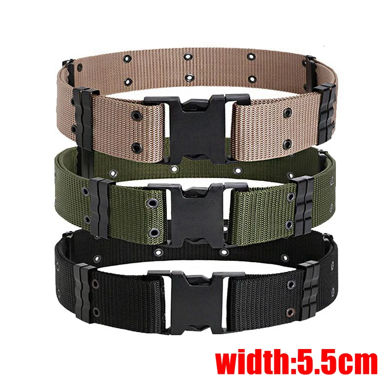 Cinturón táctico militar para hombre, cinturón ancho de nailon para deportes al aire libre, caza, pesca, entrenamiento del ejército, soporte de cintura, 5,5 cm - imagen 5